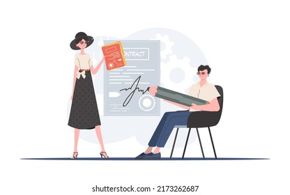 The HR manager is hiring a person. teamwork concept. Trend style, vector illustration.