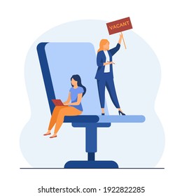 HR manager looking for worker on vacant place. Chair, office, employer flat vector illustration. Requirement and employment concept for banner, website design or landing web page