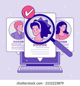 HR manager occupation. People Characters Choosing Best Candidate for Job. Human resources web banner or landing page. Flat vector illustration.