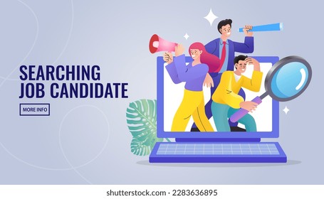 HR manager occupation. People Characters Choosing Best Candidate for Job. Human resources web banner or landing page. Flat vector illustration.