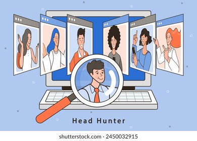 Ocupación de gerente de recursos humanos. Personas Personajes Eligiendo Mejor Candidato para el Trabajo. Anuncio de Web de recursos humanos o página de destino. Gestión y Contratación. Proceso de contratación de empleo. Ilustración vectorial plana.