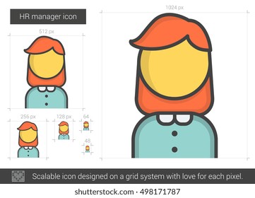 HR manager vector line icon isolated on white background. HR manager line icon for infographic, website or app. Scalable icon designed on a grid system.