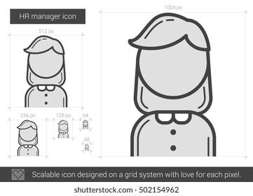 HR manager vector line icon isolated on white background. HR manager line icon for infographic, website or app. Scalable icon designed on a grid system.