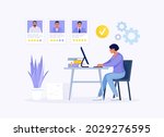 HR Manager working at desk, searching new employee, select resumes of job seekers. Business woman choosing best candidate for job. Recruitment. Agency interview. Human Resource Management and Hiring.