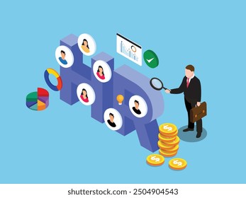 HR Managers Choosing Best Candidate for Job, Searching New Employee. Recruitment, Hiring Process 3d isometric vector illustration