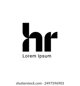 HR Minimalist Logo Design,  Letter HR, HR Black Color Abstract letter icon, HR logo symbol, H R, human resources Logo.