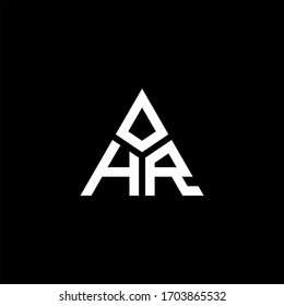 HR monogram logo with 3 pieces shape isolated on triangle design template
