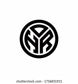 HR monogram logo with circle outline design template isolated on white background