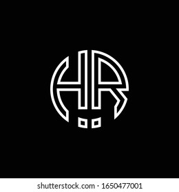 HR monogram logo circle ribbon style outline design template