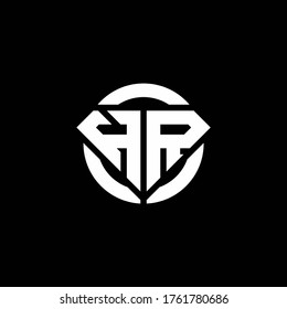 HR monogram logo with diamond shape and ring circle rounded design template