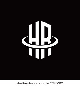 HR-Monogramm-Logo im Hexagon-Stil, umgeben von einem Ring