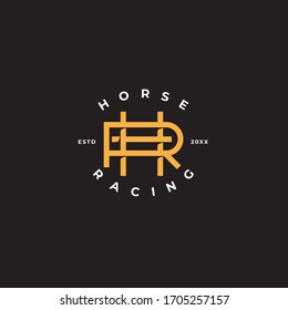 HR monogram logo, Horse Racing logo template design, adventure sport logo