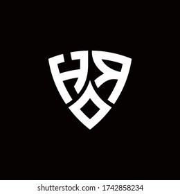 HR monogram logo with modern shield style design template isolated on black background