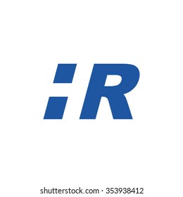 HR negative space letter logo blue