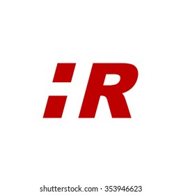 HR negative space letter logo red