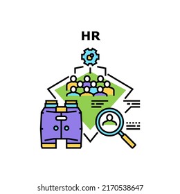 Hr Occupation Vector Icon Concept. Hr Occupation For Searching Colleague, Researching Cv And Interview Candidate. Human Resources Worker Business And Recruitment Color Illustration