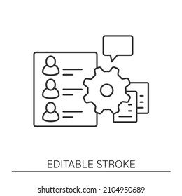  HR onboarding line icon. Automation process hr onboarding. Clients database. Business automation concept.Isolated vector illustration.Editable stroke