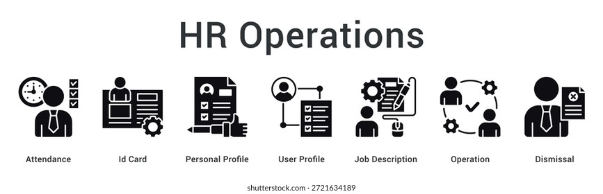 Ícono de Web de Anuncio de operaciones de recursos humanos que gestiona la asistencia y los perfiles con Descripciones del trabajo a través de procedimientos de despido operacional.