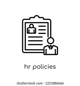 hr policies icon. Trendy modern flat linear vector hr policies icon on white background from thin line general collection, editable outline stroke vector illustration
