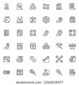 HR process line icons set. linear style symbols collection, outline signs pack. Human resource vector graphics. Set includes icons as Recruitment, Job Interview, Hiring Process, Talent Management