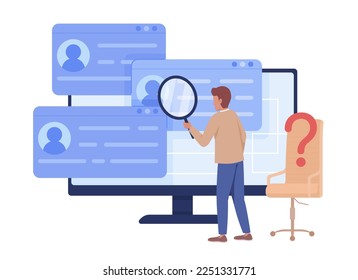 HR professional recruiting job candidates semi flat color vector character. Editable concept. Full body person on white. Simple cartoon style illustration for web graphic design and animation