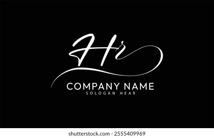 HR R H initial signature logo template vector
