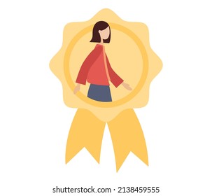 HR recognition icon. Best specialist or candidate. Rewarding an employee. Business success, human resource, recognition concept. Vector flat illustration