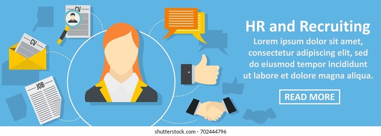 Hr and recruiting banner horizontal concept. Flat illustration of hr and recruiting banner horizontal vector concept for web
