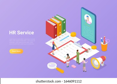 HR Recruitment Isometric Flat design concept illustration
