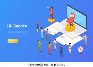 HR Recruitment Isometric Flat design concept illustration