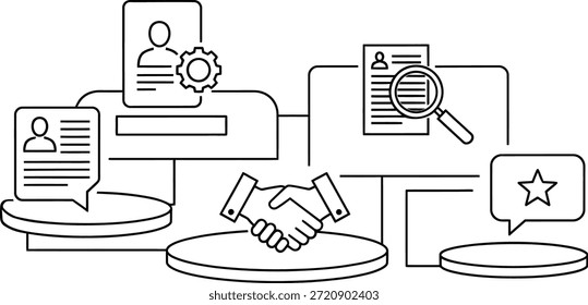 Proceso de contratación de recursos humanos e ilustración de verificación de antecedentes