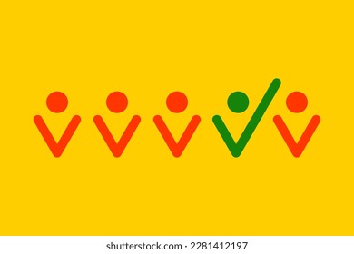 HR, recruitment, selection of  candidate for job. Successful candidate, hiring employee icon