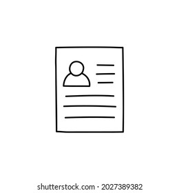 HR Resume search icon in flat black line style, isolated on white background 