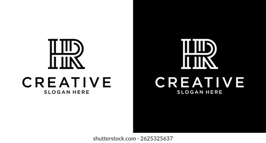 HR or RH initial letter logo design vector