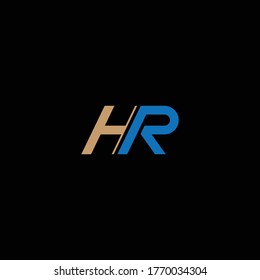 HR or RH letter designs with different colors and black or white backgrounds