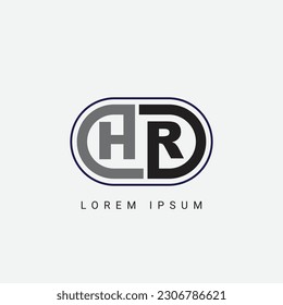 HR or RH Letter Initial Logo Design, Vector Template
