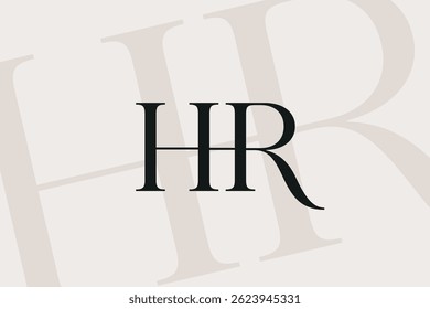 Diseño de icono de logotipo de letra HR o RH. Monograma de las iniciales de lujo de estilo clásico.