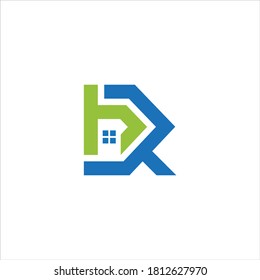 HR o RH Diseño único de logotipo abstracto plano y moderno de color azul y verde.