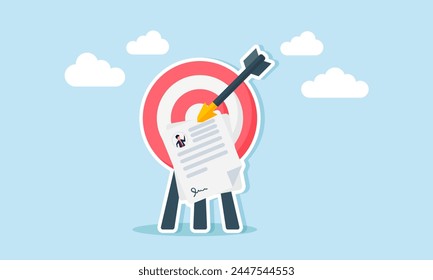 HR seeks ideal talent to fill job vacancy, targeting best candidates for interviews, concept of The archer's bow hits the bullseye target adorned with the chosen candidate's resume paper