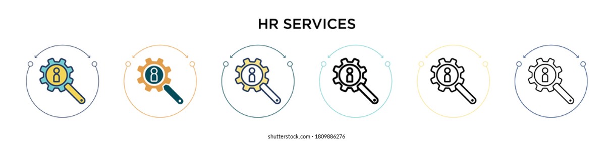 Hr Services Icon In Filled, Thin Line, Outline And Stroke Style. Vector Illustration Of Two Colored And Black Hr Services Vector Icons Designs Can Be Used For Mobile, Ui, Web