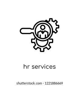 Hr Services Icon. Trendy Modern Flat Linear Vector Hr Services Icon On White Background From Thin Line General Collection, Editable Outline Stroke Vector Illustration