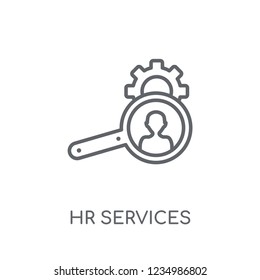 hr services linear icon. Modern outline hr services logo concept on white background from General collection. Suitable for use on web apps, mobile apps and print media.