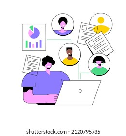 HR Software Abstract Concept Vector Illustration. HR Management Software, Human Resources Technology, Employee Effectivity Control, Working Time Tracker, Payroll System Solution Abstract Metaphor.