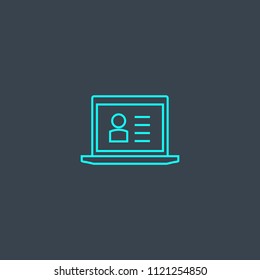 Hr software concept blue line icon. Simple thin element on dark background. Hr software concept outline symbol design from HR set. Can be used for web and mobile UI/UX