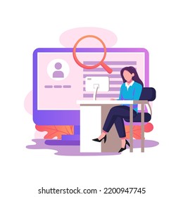 Hr software flat style illustration design
