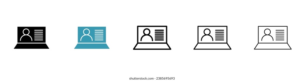 HR software vector icon set. ERP system symbol. Enterprise hiring development system sign in black and white color.