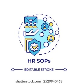 HR sops multi color concept icon. Human resources, compliance. Hiring, recruitment. Round shape line illustration. Abstract idea. Graphic design. Easy to use in infographic, presentation