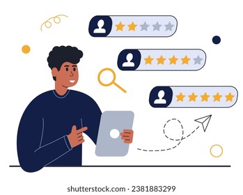 
HR specialist having an interview with job applicant. Choosing Best Candidate for Job. HR concept. Online Job interview. Resume of Candidates. Employment process. Flat Vector Illustration