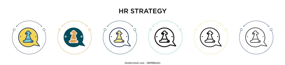 Hr strategy icon in filled, thin line, outline and stroke style. Vector illustration of two colored and black hr strategy vector icons designs can be used for mobile, ui, web