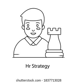 Hr strategy icon style, chess piece with person 